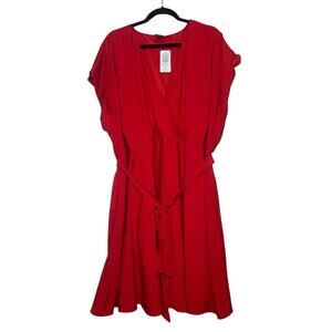 TORRID Red Mini Dress Size 3X 22-24 MINI HAMMERED RAYON SURPLICE DRESS Faux Wrap